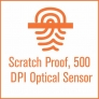 Image of 'Scratch Proof, 500 DPI Optical Sensor' feature