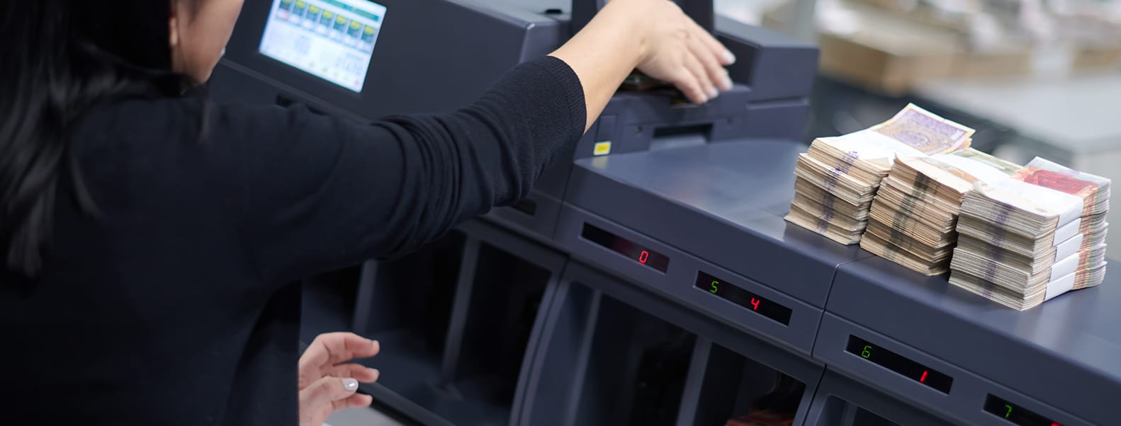 Cashier counting money